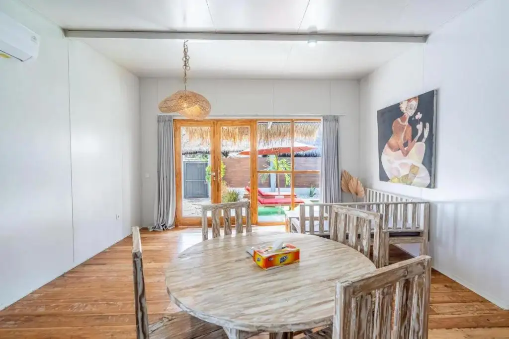 Dining table and art in the living room